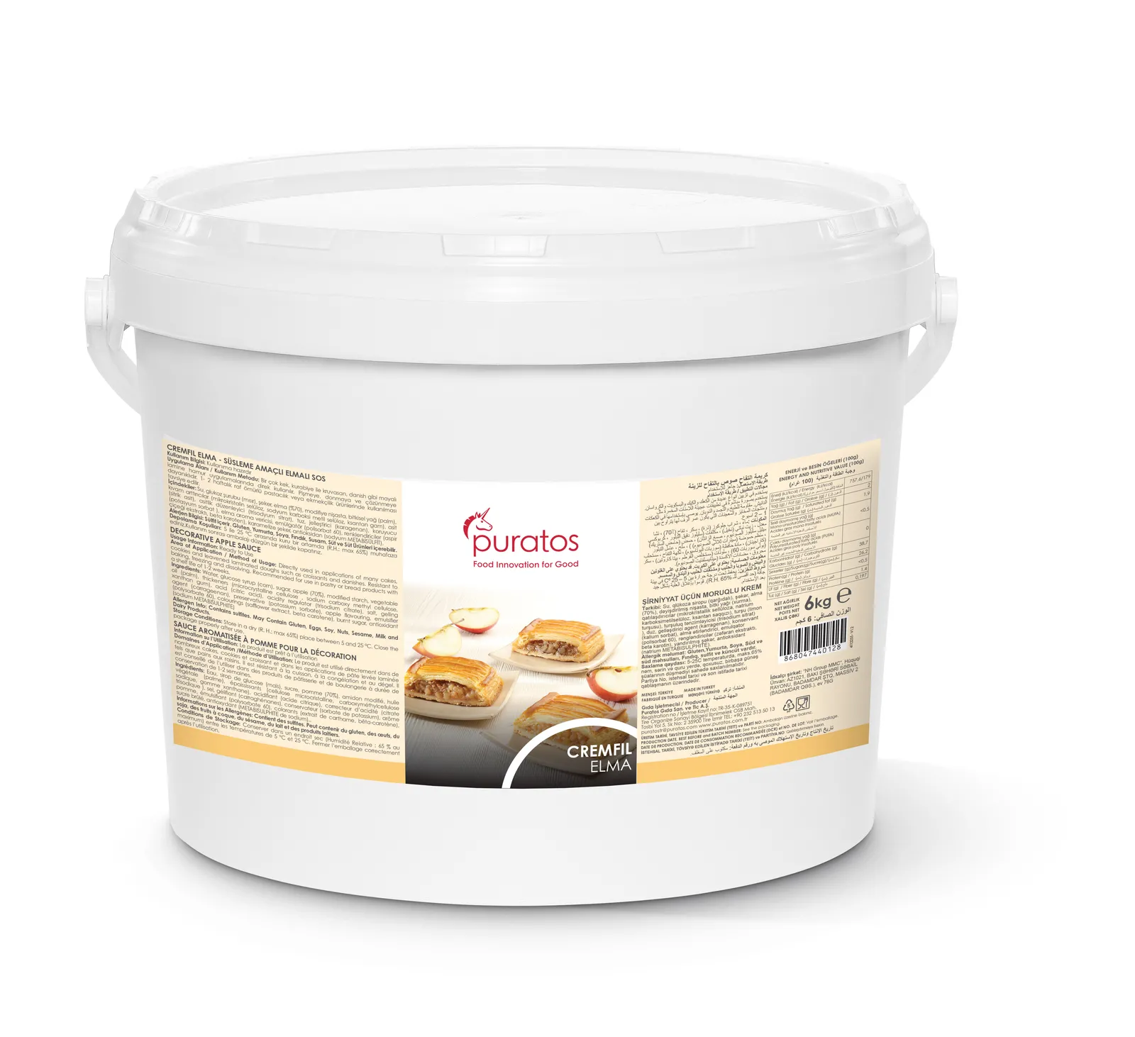 Cremfil Elma Hazır Dolgu 6 KG Puratos 1 Cremfil Elma Hazır Dolgu 6 KG Puratos