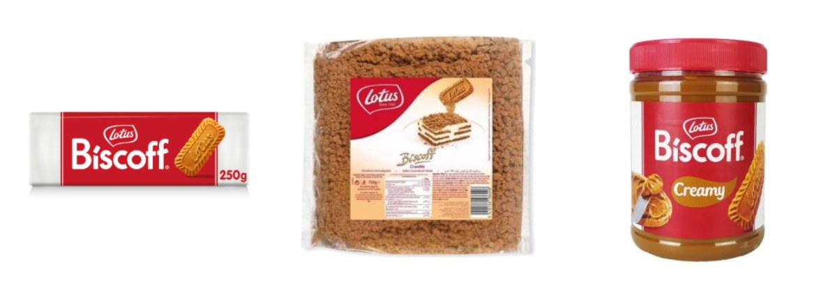 Lotus Biscoff Profesyonel Mutfak Rehberi: Format, Ambalaj ve Menü Kullanımı 2 Lotus Biscoff karamelize bisküvi 250 g, Crumble kırıntı ve Spread Original 1,6 kg ambalajları